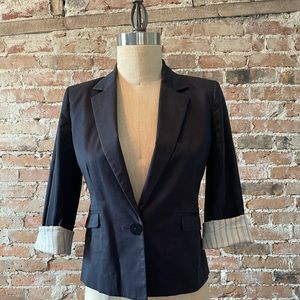 Club Monaco Navy Pinstripe Crop Blazer Sz 2
